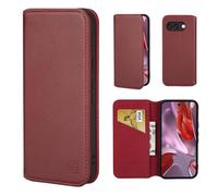 32nd Classic Series 2.0 - Funda Tipo Libro de Piel Real para Google Pixel 9a, Carcasa de Cuero con Bloqueo RFID Ranura Tarjetas, Cierre Magnetico y Soporte Integrado - Borgoña