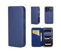 32nd Classic Series 2.0 - Funda Tipo Libro de Piel Real para iPhone 17 Pro (6.3"), Carcasa de Cuero con Bloqueo RFID Ranura Tarjetas, Cierre Magnetico y Soporte Integrado - Azul Marino