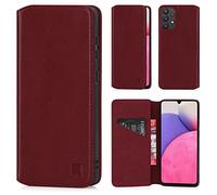 32nd Classic Series 2.0 - Funda Tipo Libro de Piel Real para Samsung Galaxy A33, Carcasa de Cuero Premium diseñada con Cartera, Cierre Magnetico y Soporte Integrado - Borgoña