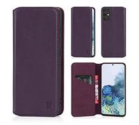32nd Classic Series 2.0 - Funda Tipo Libro de Piel Real para Samsung Galaxy S20 Plus, Carcasa de Cuero Premium diseñada con Cartera, Cierre Magnetico y Soporte Integrado - Berenjena