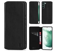 32nd Classic Series 2.0 - Funda Tipo Libro de Piel Real para Samsung Galaxy S22 Plus, Carcasa de Cuero Premium diseñada con Cartera, Cierre Magnetico y Soporte Integrado - Negro