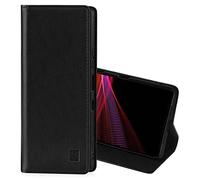 32nd Classic Series 2.0 - Funda Tipo Libro de Piel Real para Sony Xperia 1 III (2021), Carcasa de Cuero Premium diseñada con Cartera, Cierre Magnetico y Soporte Integrado - Negro