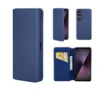 32nd Classic Series 2.0 - Funda Tipo Libro de Piel Real para Sony Xperia 1 VII, Carcasa de Cuero con Bloqueo RFID Ranura Tarjetas, Cierre Magnetico y Soporte Integrado - Azul Marino