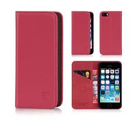 32nd Classic Series - Funda Tipo Libro de Piel Real para Apple iPhone 5 5S SE (2016), Carcasa de Cuero Premium diseñada con Cartera, Cierre Magnetico y Soporte Integrado - Rosa