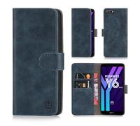 32nd Essential Series - Funda con Tapa de Cuero, Funda y Tapa para Huawei Y6 (2018), diseño con Ranura para Tarjeta y Cierre magnético - Azul Marino