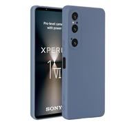 32nd Estuche Silicona Líquida Funda Protectora a Prueba de Golpes para Sony Xperia 1 Vi (2024) con 2 Protectores de Pantalla de Vidrio Templado, Delgada y Duradera - Gris