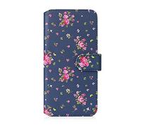 32nd Floral Series 2.0 - Funda Tipo Libro de Piel Sintetica con diseño Floral para Google Pixel 4A, Carcasa de Cuero diseñada con Cartera y Cierre Magnetico - Rosas Vintage en Añil