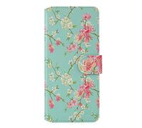 32nd Floral Series 2.0 - Funda Tipo Libro de Piel Sintetica con diseño Floral para Samsung Galaxy A21S (2020), Carcasa de Cuero diseñada con Cartera y Cierre Magnetico - Primavera Azul