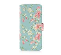 32nd Floral Series 2.0 - Funda Tipo Libro de Piel Sintetica con diseño Floral para Samsung Galaxy A40 (2019), Carcasa de Cuero diseñada con Cartera y Cierre Magnetico - Primavera Azul