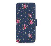 32nd Floral Series 2.0 - Funda Tipo Libro de Piel Sintetica con diseño Floral para Samsung Galaxy A51 (2020), Carcasa de Cuero diseñada con Cartera y Cierre Magnetico - Rosas Vintage en Añil