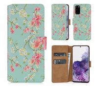 32nd Floral Series 2.0 - Funda Tipo Libro de Piel Sintetica con diseño Floral para Samsung Galaxy S20, Carcasa de Cuero diseñada con Cartera y Cierre Magnetico - Primavera Azul