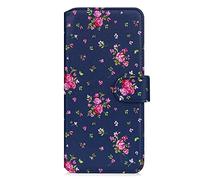 32nd Floral Series 2.0 - Funda Tipo Libro de Piel Sintetica con diseño Floral para Samsung Galaxy S21 Plus, Carcasa de Cuero diseñada con Cartera y Cierre Magnetico - Rosas Vintage en Añil