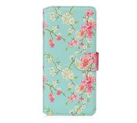 32nd Floral Series 2.0 - Funda Tipo Libro de Piel Sintetica con diseño Floral para Xiaomi Redmi 9C, Carcasa de Cuero diseñada con Cartera y Cierre Magnetico - Primavera Azul