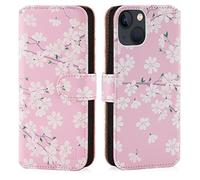 32nd Floral Series 3.0 - Funda Tipo Libro de Piel Sintetica con diseño Floral para Apple iPhone 14 Plus (6.7"), Carcasa de Cuero diseñada con Cartera y Cierre Magnetico - Flor de Cerezo