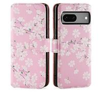 32nd Floral Series 3.0 - Funda Tipo Libro de Piel Sintetica con diseño Floral para Google Pixel 7, Carcasa de Cuero diseñada con Cartera y Cierre Magnetico - Flor de Cerezo