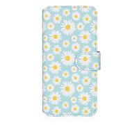 32nd Floral Series 3.0 - Funda Tipo Libro de Piel Sintetica con diseño Floral para iPhone 15 (6.1"), Carcasa de Cuero diseñada con Cartera y Cierre Magnetico - Margarita Azul