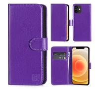 32nd Funda Flip Carcasa de Piel Tipo Billetera para Apple iPhone 12 Mini (5.4") con Tapa y Cierre Magnético y Tarjetero - Morado