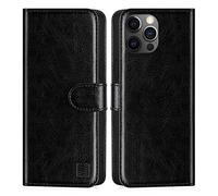 32nd Funda Flip Carcasa de Piel Tipo Billetera para Apple iPhone 12 Pro MAX (6.7") con Tapa y Cierre Magnético y Tarjetero - Negro