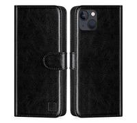 32nd Funda Flip Carcasa de Piel Tipo Billetera para Apple iPhone 14 (6.1") con Tapa y Cierre Magnético y Tarjetero - Negro