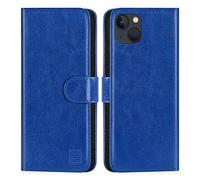 32nd Funda Flip Carcasa de Piel Tipo Billetera para Apple iPhone 14 Plus (6.7") con Tapa y Cierre Magnético y Tarjetero - Azul