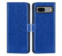 32nd Funda Flip Carcasa de Piel Tipo Billetera para Google Pixel 7 con Tapa y Cierre Magnético y Tarjetero - Azul