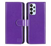 32nd Funda Flip Carcasa de Piel Tipo Billetera para Samsung Galaxy A23 5G (2022) con Tapa y Cierre Magnético y Tarjetero - Morado