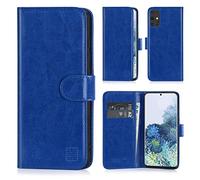 32nd Funda Flip Carcasa de Piel Tipo Billetera para Samsung Galaxy S20 Plus con Tapa y Cierre Magnético y Tarjetero - Azul