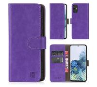 32nd Funda Flip Carcasa de Piel Tipo Billetera para Samsung Galaxy S20 Plus con Tapa y Cierre Magnético y Tarjetero - Morado
