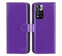 32nd Funda Flip Carcasa de Piel Tipo Billetera para Xiaomi Redmi Note 10 Pro con Tapa y Cierre Magnético y Tarjetero - Morado