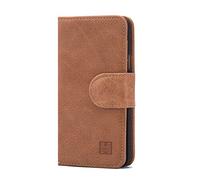 32nd Funda Premium de Cuero Real Tipo Libro Billetera con Tapa para Samsung Galaxy A5 (2016), Flip Carcasa de Cuero Premium diseñada con Cartera, Cierre Magnetico y Soporte Integrado - Camel
