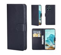 32nd Funda tipo cartera de piel sintética para Motorola Edge 60 / Edge 60 Fusion, con ranuras para tarjetas de bloqueo RFID, cierre magnético y soporte integrado, color negro