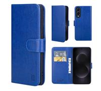 32nd Funda tipo cartera de piel sintética para Samsung Galaxy S25 Edge, con ranuras para tarjetas de bloqueo RFID, cierre magnético y soporte integrado, color azul oscuro