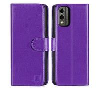 32nd Funda Tipo Libro de Piel Sintetica Flip para Nokia C32, Carcasa con Bloqueo RFID Ranuras Tarjetas, Cartera, Cierre Magnetico y Soporte Integrado - Morado