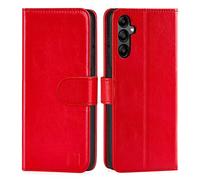 32nd Funda Tipo Libro de Piel Sintetica Flip para Samsung Galaxy A14 4G (2023), Carcasa con Bloqueo RFID Ranuras Tarjetas, Cartera, Cierre Magnetico y Soporte Integrado - Rojo