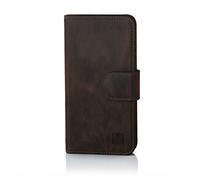 32nd Premium Series - Funda tipo Libro de Piel Real para Apple iPhone 6 Plus & 6S Plus (5.5 pulgadas), Flip Carcasa de Cuero Premium diseñada con Cartera, Cierre Magnetico y Soporte integrado - Marron oscuro