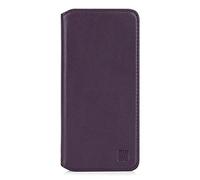 32ndShop 32nd Classic Series 2.0 - Funda Tipo Libro de Piel Real para Motorola Moto E6 Play, Carcasa de Cuero Premium diseñada con Cartera, Cierre Magnetico y Soporte Integrado - Berenjena