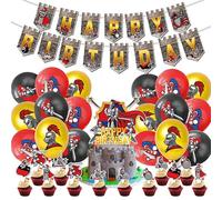 32PCS Caballeros Medievales Globo, Antiguos Personajes Griegos Globo Set, Feliz Cumpleaños Banner Decoración de la Torta de Cumpleaños, DIY Cake Fiesta de Cumpleaños, Decoración de la Fiesta