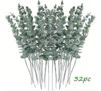32pcs de Eucalipto Artificiales Verdes, Hojas de Eucalipto, Decoración de de Eucalipto, Eucalipto con Hojas Falsas para de Mesa de Boda, Arreglo Floral y Decoración de