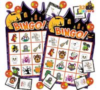 32pcs Halloween Juego de Bingo Tarjetas, 16 jugadoras para Juego de Fiesta de Halloween