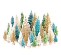 32pcs Mini árbol de Navidad Pequeño Artificial en Miniatura Nevado Pino Cedro de Sisal 12,5cm 8,5cm 6,5cm 4,5cm Decoración Fiesta Navidad Adornos Navideños Manualidades Ornamentos de Navidad