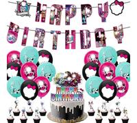 32PCS Monster Birthday Decorations Decoraciones Temáticas s Monster Decoraciones Para Fiestas De Cumpleaños Infantiles Para Los Fans De Monster Incluye Globos Bandera