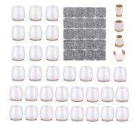 32PCS Protector Silicona Patas Sillas Protectores Tacos + 20PCS Fieltro Adhesivo Tapones Redondas Protección Suelo Silicone Chair Leg Floor Silla Gomas Escuela Transparente con Fieltro S Fit 20-30MM