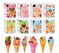32uds Pegatinas de Helado, Verano Pegatinas Postres para Niños Ice Cream Stickers Mezcla y Combina DIY Favores de Fiesta para Botellas de Agua Juegos de Fiesta Portátil