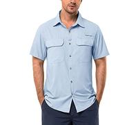 33,000ft Camisa de Manga Corta para Hombre UPF50+ Protección UV Camisa de Exterior Rápido Secado Camisa Funcional Camisa de Senderismo para Pesca Safari Viajes Golf, azul claro, 4XL