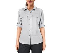 33,000ft Camisa para mujer UPF50+ con protección UV, de secado rápido, para tiempo libre, manga larga, para senderismo, pesca, safari, viajes, golf, gris plateado, L