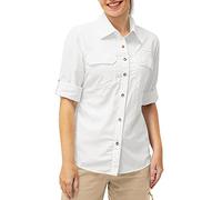 33,000ft Camisa para mujer UPF50+ con protección UV, de secado rápido, para tiempo libre, manga larga, para senderismo, pesca, safari, viajes, golf, Blanco, XXXL
