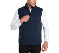 33,000ft Chaleco de forro polar para hombre, cuello alto, ultraligero, para exteriores, sin mangas, chaqueta de forro polar, con bolsillos, cremallera, azul marino, M
