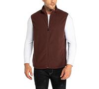 33,000ft Chaleco de forro polar para hombre, cuello alto, ultraligero, para exteriores, sin mangas, chaqueta de forro polar, con bolsillos, cremallera, marrón oscuro, L