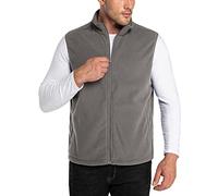 33,000ft Chaleco de forro polar para hombre, cuello alto, ultraligero, para exteriores, sin mangas, chaqueta de forro polar, con bolsillos, cremallera, gris oscuro, XL