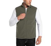 33,000ft Chaleco de forro polar para hombre, cuello alto, ultraligero, para exteriores, sin mangas, chaqueta de forro polar, con bolsillos, cremallera, verde oliva, M